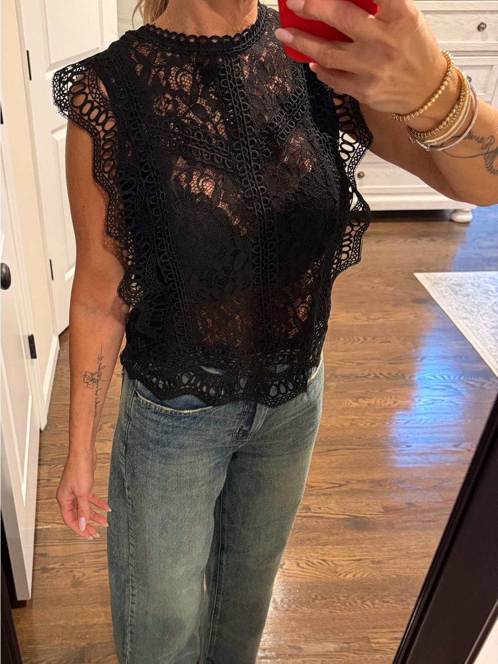 Zara Black Lace Crochet Sleeveless Top